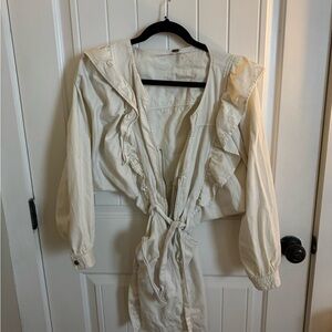 Free People Mini Dress White Button Down And Belt Tie